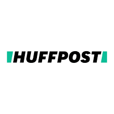 The image shows the HuffPost logo, which features the word "HuffPost" in bold black letters with green vertical bars on either side. The text and graphics are set against a white background.